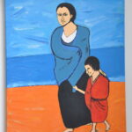 Femme et enfant au bord de le mer